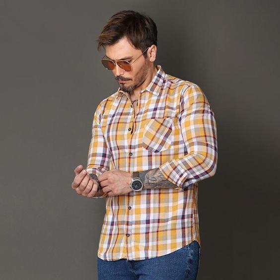 پیراهن چهارخونه پنبه تک جیب – عمده p302|پیشنهاد محصول