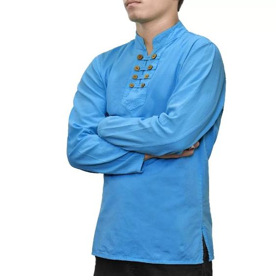 پیراهن الیافی هشت دکمه رنگ آبی|پیشنهاد محصول