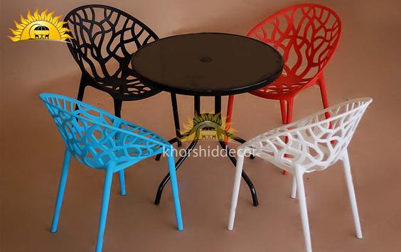 میز و صندلی شاخ و برگی تمام پلاستیکی پایه خرچنگی ۳ نفره - دارد|پیشنهاد محصول