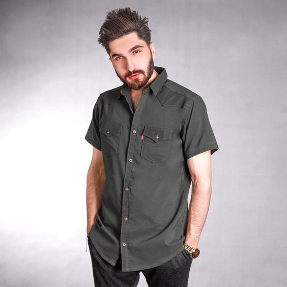 پیراهن آستین کوتاه مردانه مدل کتان رنگ سبز|پیشنهاد محصول