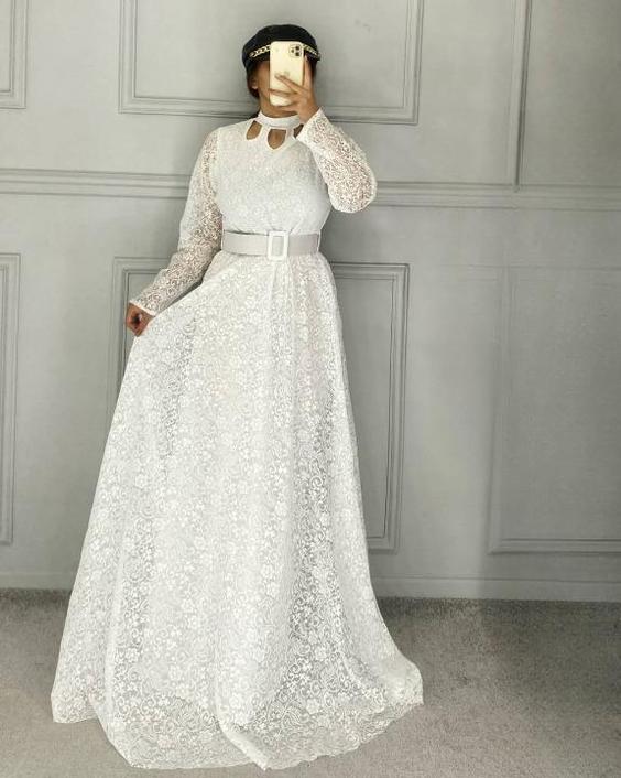 لباس مجلسی و شب ماکسی مدل خزان - سفید / سایز(1)36-38-40 ا Dress and long night|پیشنهاد محصول