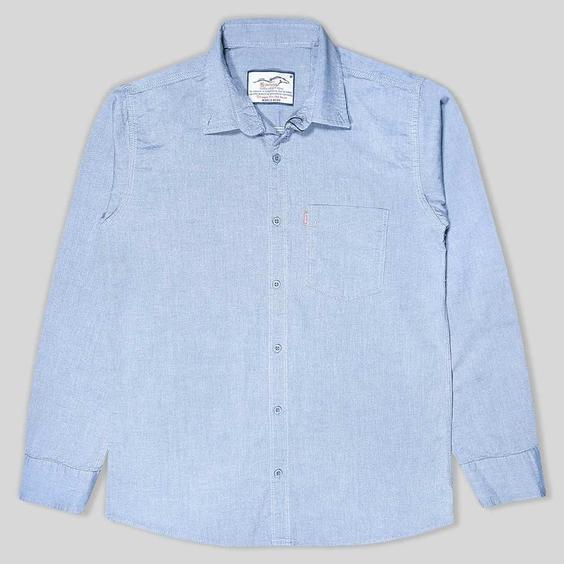 پیراهن نخی مردانه جیب دار آبی آستین بلند 124010-16|پیشنهاد محصول