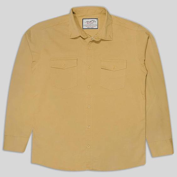 پیراهن کتان دو جیب آستین بلند مردانه خردلی 124030-8|پیشنهاد محصول