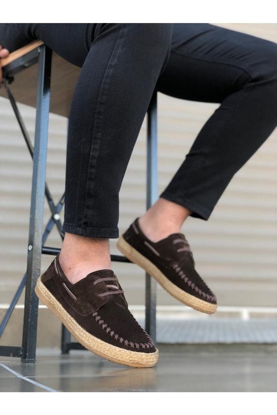 کفش مردانه قهوه ای کلاسیک زیره راه راه راه راه چرم اصل بند دار برند ب BOA (ساخت ترکیه)|پیشنهاد محصول