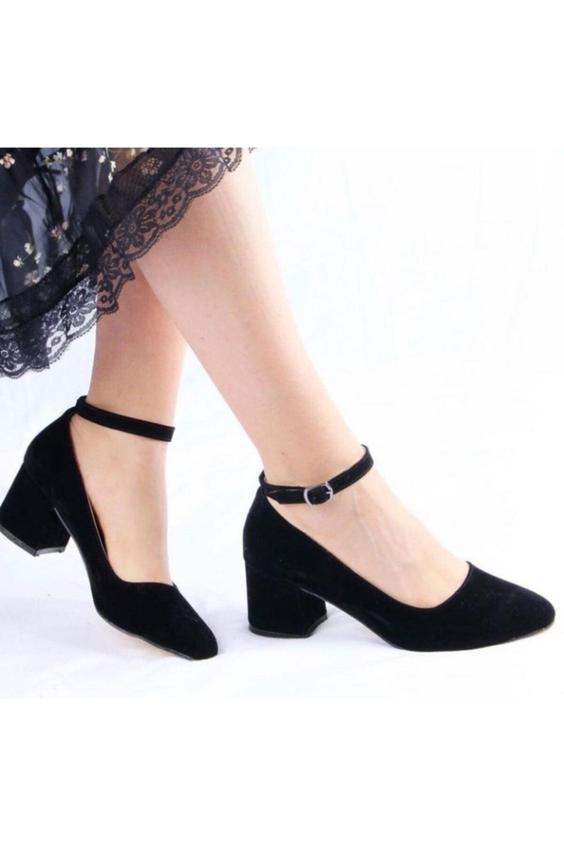 کفش پاشنه کوتاه زنانه با بند کوتاه زنانه جیر مشکی برند LENAY|پیشنهاد محصول