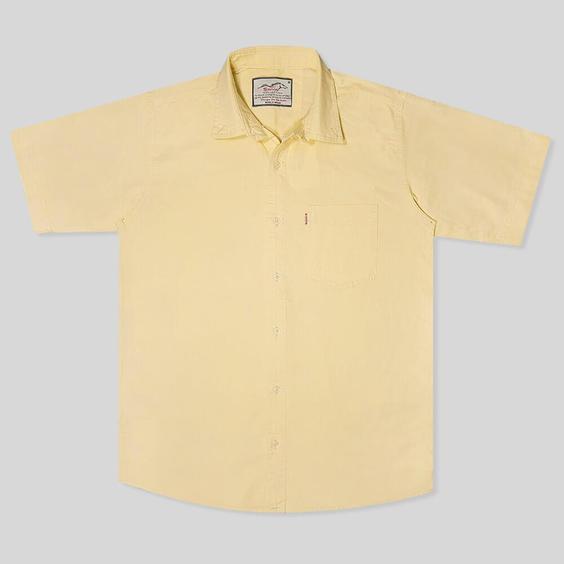پیراهن نخی آستین کوتاه جیب دار مردانه لیمویی 124011-10|پیشنهاد محصول
