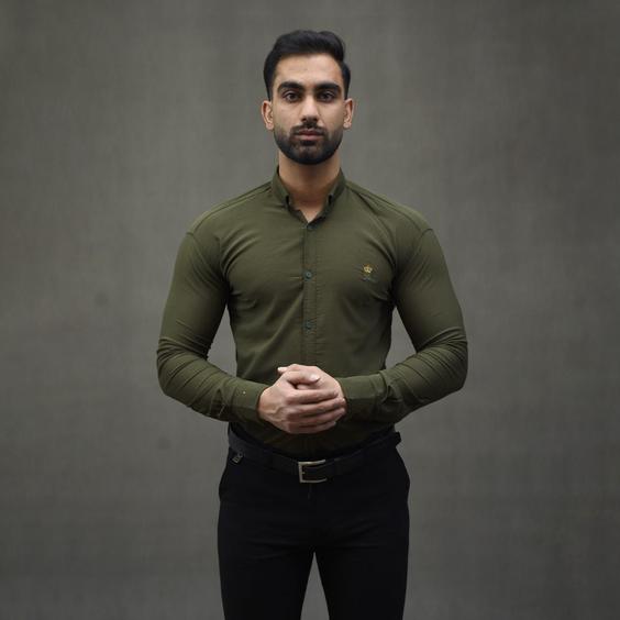 پیراهن ساده آستین بلند مردانه سبز یشمی کد S225|پیشنهاد محصول