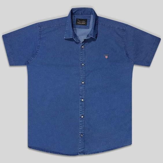 پیراهن جین آستین کوتاه ساده مردانه آبی 124022-3|پیشنهاد محصول