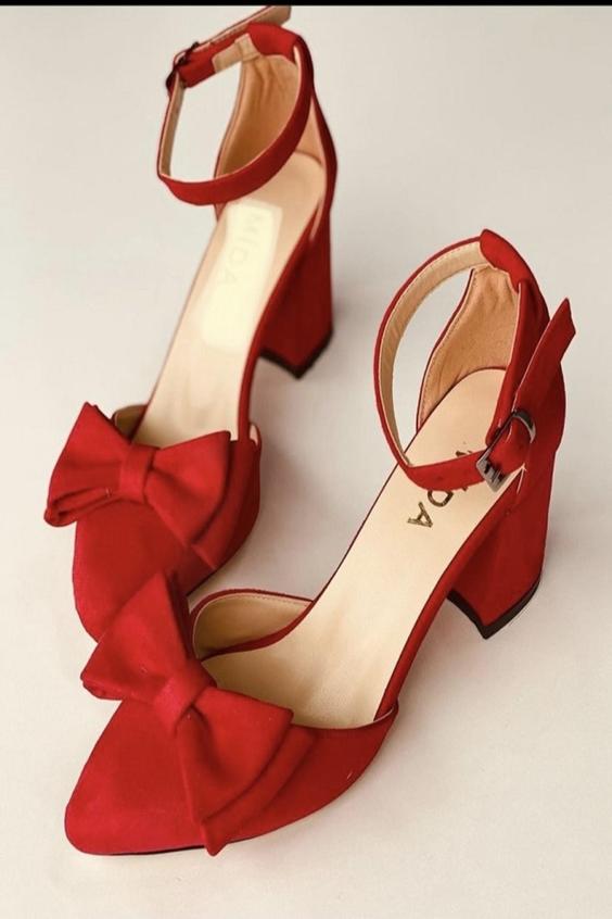 کفش پاشنه جیر قرمز زنانه برند BY MAY SHOES|پیشنهاد محصول