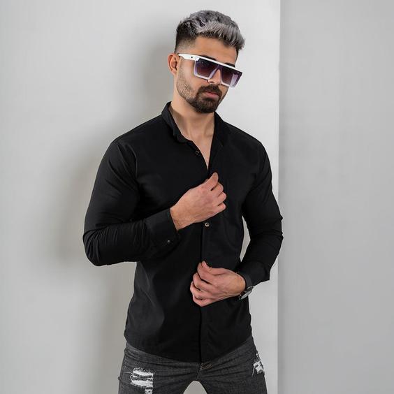 پیراهن مردانه مشکی ساده جیب دار مردانه مدل VQ|پیشنهاد محصول