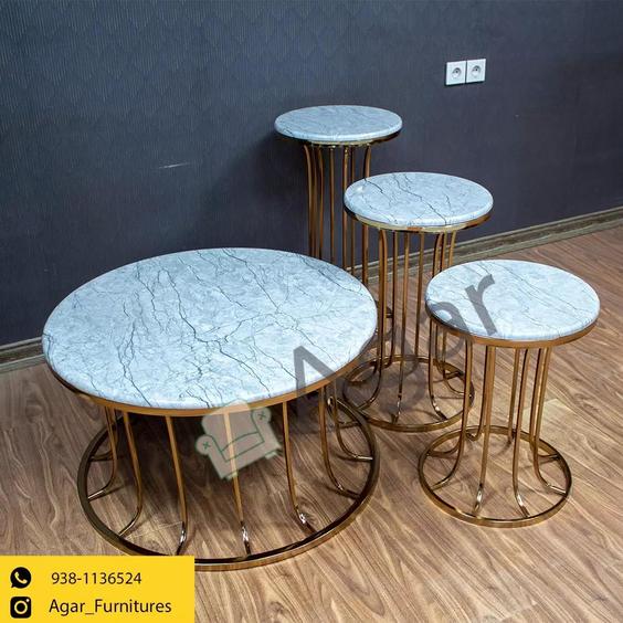 میز جلو مبلی و عسلی فلزی مدل ستونی گرد|پیشنهاد محصول