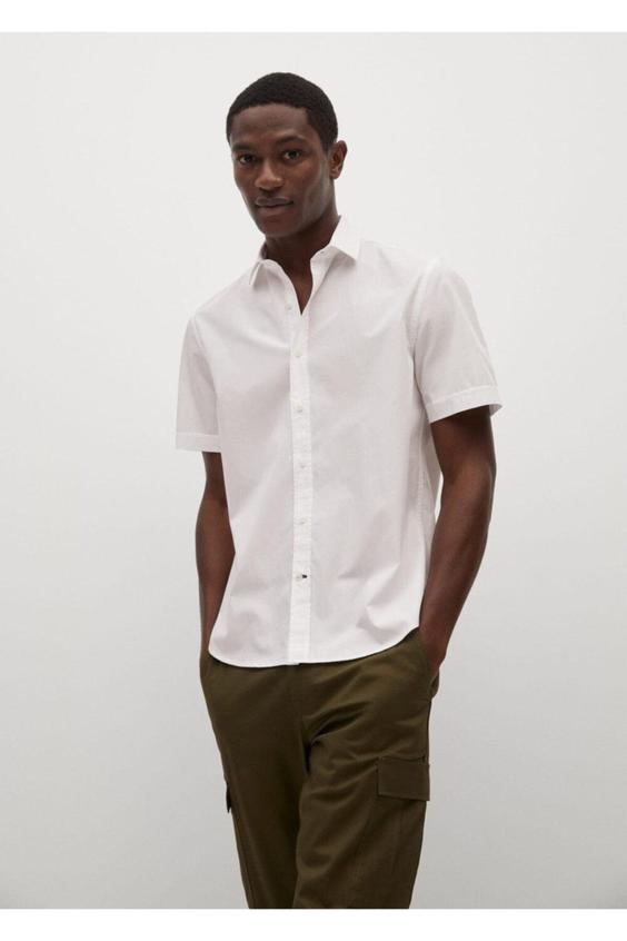 پیراهن آستین کوتاه مردانه سفید مانگو|پیشنهاد محصول