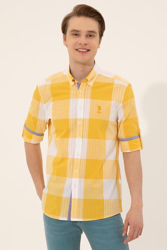 پیراهن آستین بلند مردانه زرد یو اس پولو|پیشنهاد محصول