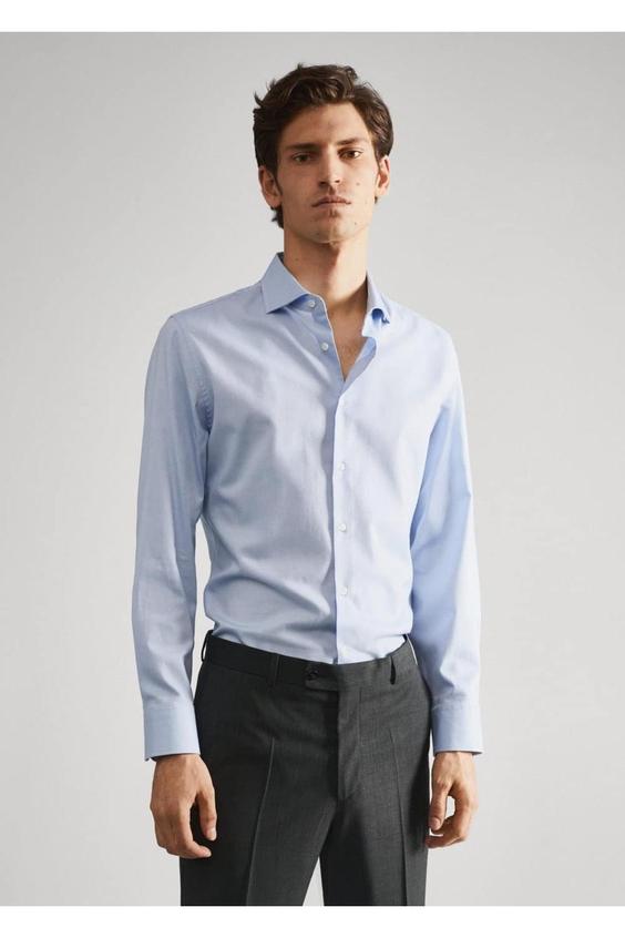 پیراهن آستین بلند مردانه آبی مانگو|پیشنهاد محصول