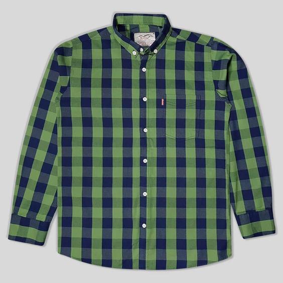 پیراهن نخی چهارخانه آستین بلند سبز مردانه 124016-4|پیشنهاد محصول