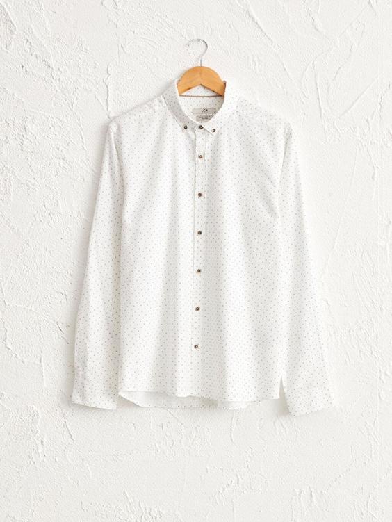 پیراهن آستین بلند مردانه سفید السی وایکیکی 0W3447Z8 ا Slim Fit Uzun Kollu Gabardin Gömlek|پیشنهاد محصول