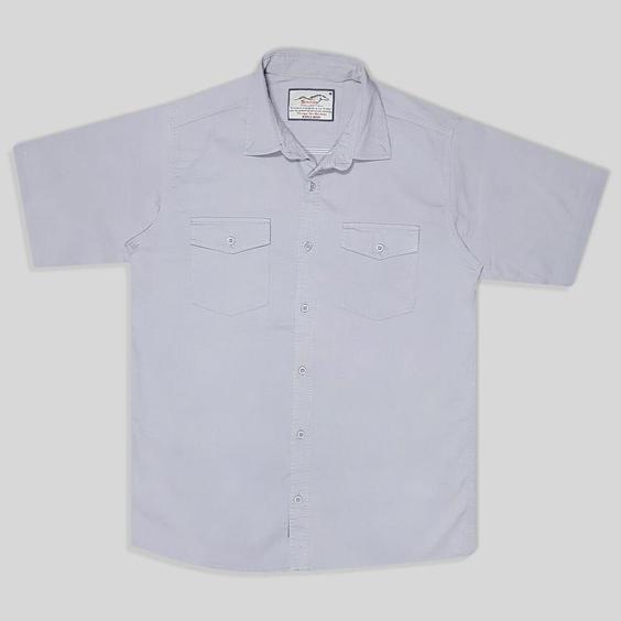پیراهن کتان دو جیب آستین کوتاه مردانه طوسی 124029-1|پیشنهاد محصول