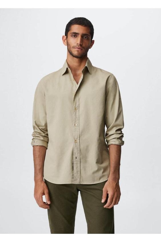 پیراهن آستین بلند مردانه بژ برند mango|پیشنهاد محصول