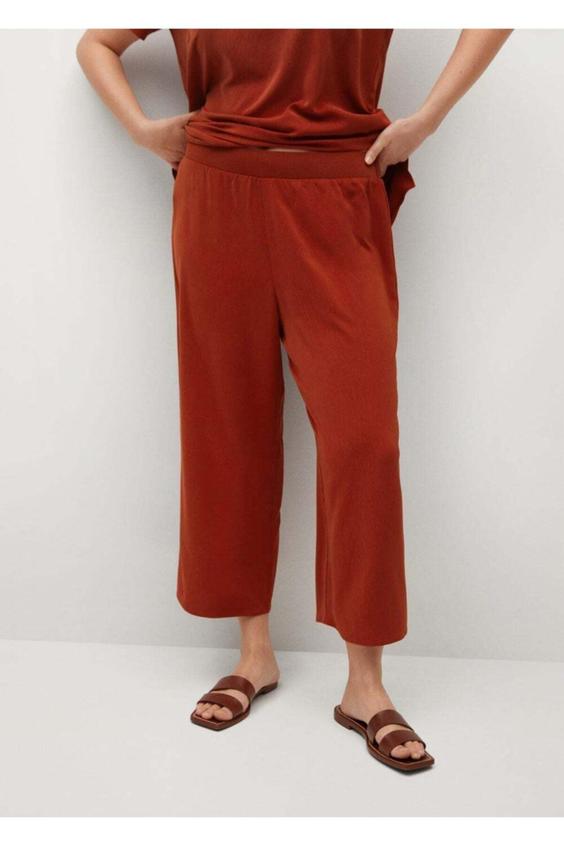 شلوار روزمره زنانه قرمز برند mango ا Kadın Parlak Kırmızı Kırışık Görünümlü Pantolon|پیشنهاد محصول