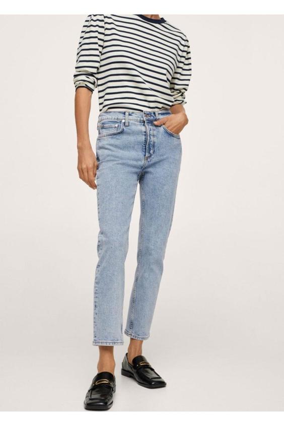 شلوار جین زنانه آبی برند mango ا Kadın Açık Mavi Kısa Paçalı Orta Bel Yükseklikli Slim Fit Jean|پیشنهاد محصول