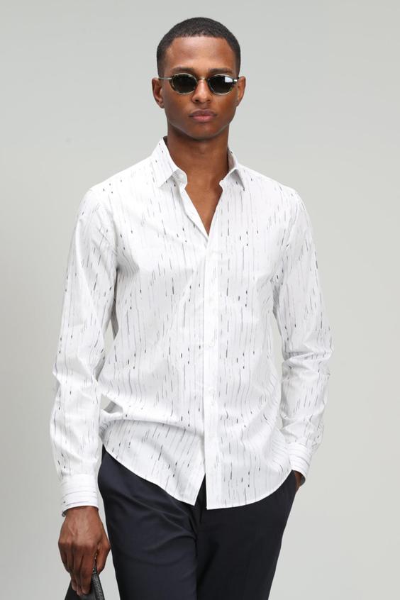 پیراهن آستین بلند مردانه سفید برند lufian ا Fılıp Erkek Smart Gömlek Comfort Slim Fit Gri|پیشنهاد محصول