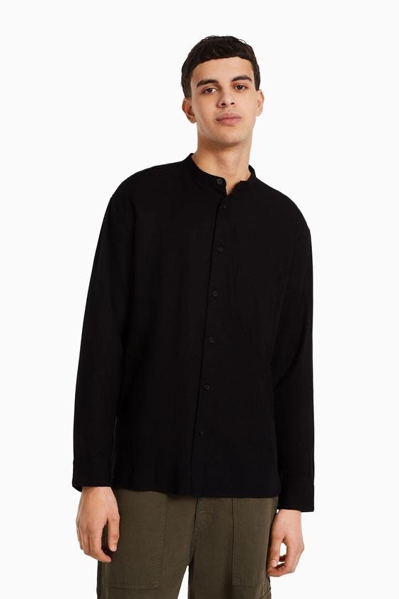 پیراهن آستین بلند مردانه سیاه برشکا ا Keten Karışımlı Kumaştan Uzun Kollu Gömlek|پیشنهاد محصول