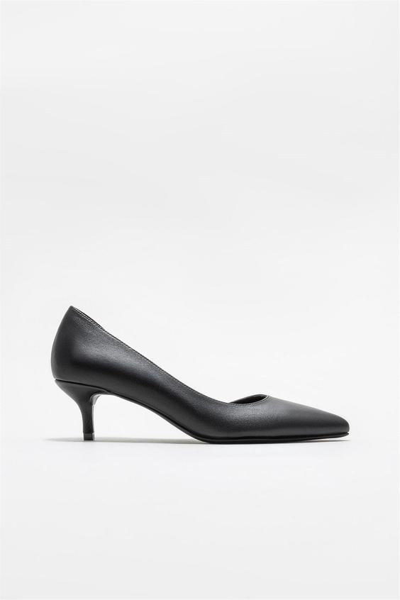 خرید اینترنتی کفش پاشنه دار زنانه سیاه اله OLEXA ا Siyah Deri Kadın Orta Topuk Ayakkabı|پیشنهاد محصول