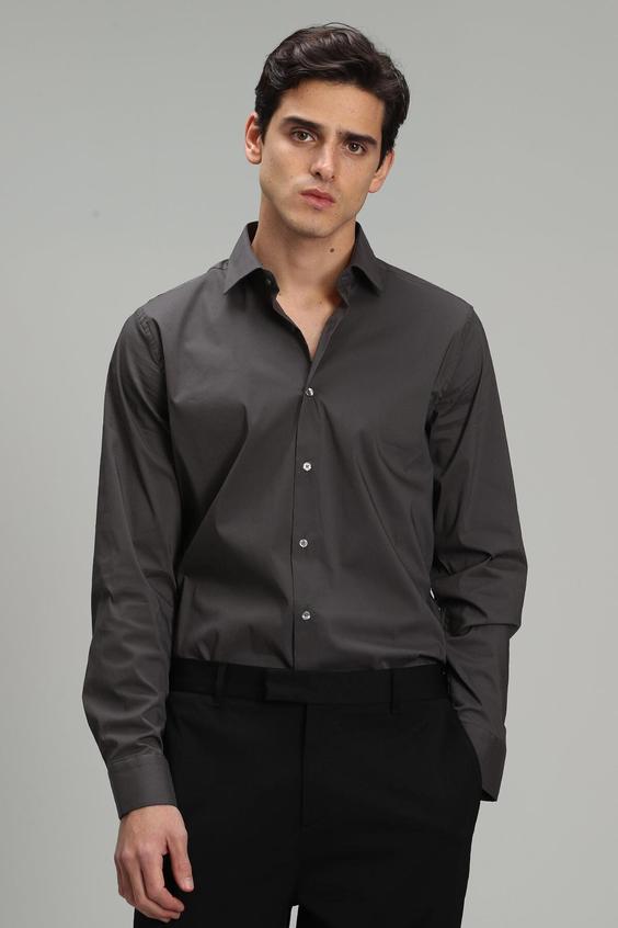 پیراهن آستین بلند مردانه نوک مدادی برند lufian ا Austın Erkek Basic Gömlek Antrasit|پیشنهاد محصول