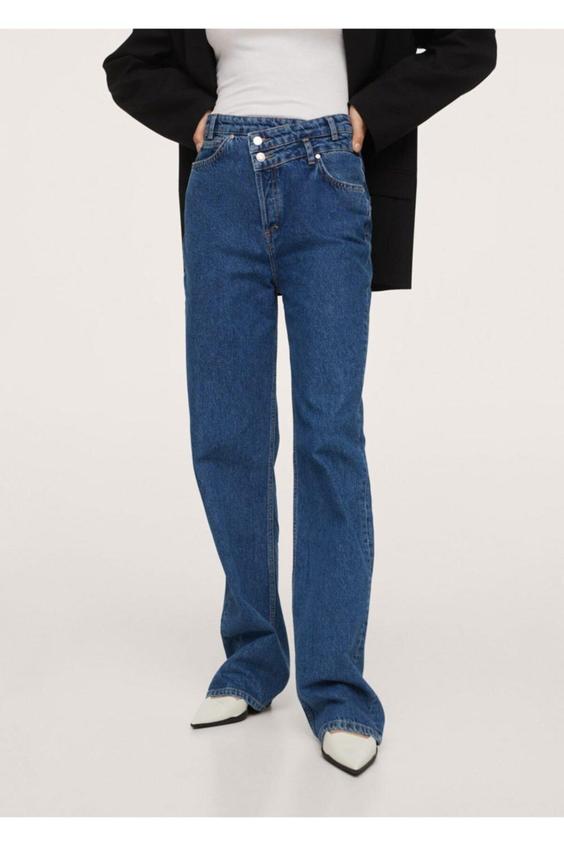 شلوار جین زنانه آبی مانگو ا Kadın Donuk Mavi Düz Kesimli Yüksek Bel Jean Pantolon|پیشنهاد محصول