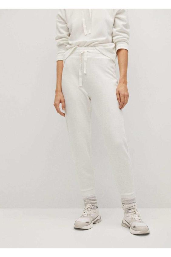 شلوار راحتی زنانه سفید مانگو ا Kadın Kırık Beyaz Jogger Tarz Örgü Pantolon|پیشنهاد محصول