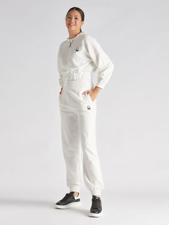 سوییشرت زنانه سفید برند BENETTON ا Kapüşonlu Baskılı Uzun Kollu Kadın Sweatshirt|پیشنهاد محصول