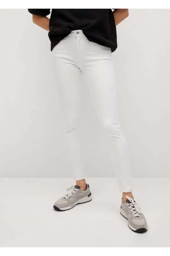 شلوار روزمره زنانه سفید برند mango ا Kadın Beyaz Elsa Orta Bel Skinny Jean Pantolon|پیشنهاد محصول