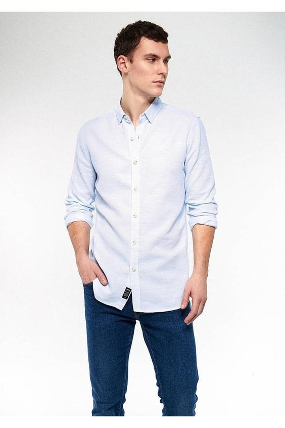 پیراهن آستین بلند مردانه آبی ماوی ا Fit Ted Gömlek 20579|پیشنهاد محصول