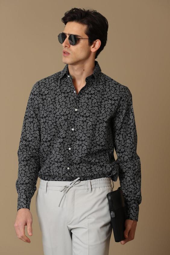 پیراهن آستین بلند مردانه سیاه برند lufian ا Merton Erkek Smart Gömlek Comfort Slim Fit Siyah|پیشنهاد محصول