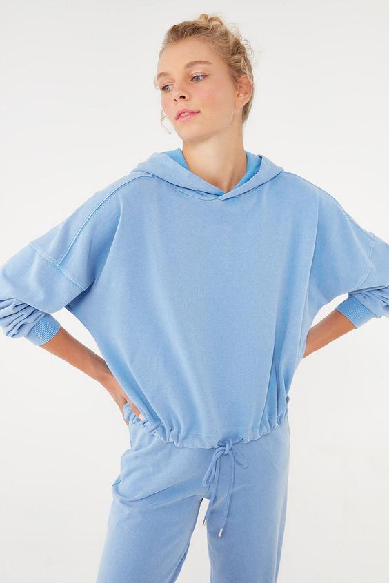 هودی زنانه آبی ماوی ا Kadın Kapüşonlu Mavi Sweatshirt 1600906-34685|پیشنهاد محصول