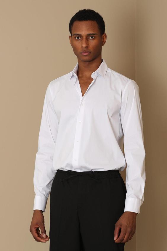 پیراهن آستین بلند مردانه سفید برند lufian ا Austın Erkek Basic Gömlek Beyaz|پیشنهاد محصول