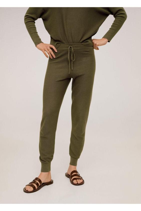 شلوار روزمره زنانه سبز مانگو ا Kadın Haki Renk Jogger Tarz Örgü Pantolon 67075913|پیشنهاد محصول