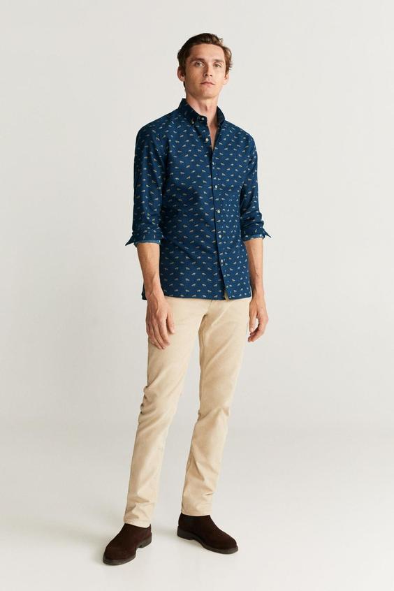 پیراهن آستین بلند مردانه سرمه‌ای برند mango ا Erkek Lacivert Gömlek 53035720|پیشنهاد محصول