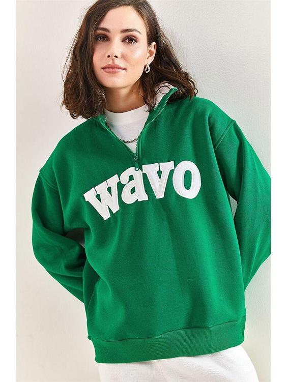 سوییشرت زنانه سبز برند SHADE ا Yarım Fermuarlı Dik Yaka Sweatshirt|پیشنهاد محصول