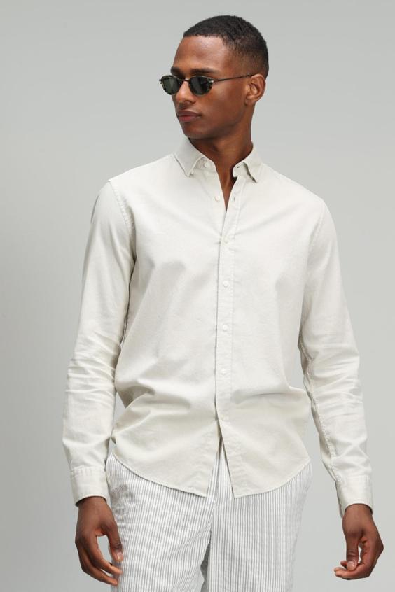 پیراهن آستین بلند مردانه بژ برند lufian ا Lora Erkek Smart Gömlek Comfort Slim Fit Bej|پیشنهاد محصول