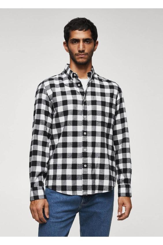 پیراهن آستین بلند مردانه سیاه سفید مانگو ا Kareli Oduncu Gömlek|پیشنهاد محصول