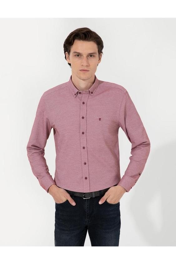 پیراهن آستین بلند مردانه زرشکی برند pierre cardin ا Bordo Slim Fit Gömlek|پیشنهاد محصول