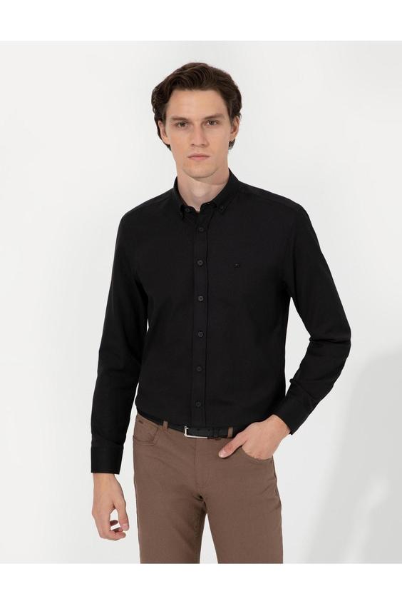 پیراهن آستین بلند مردانه سیاه برند pierre cardin ا Siyah Slim Fit Gömlek|پیشنهاد محصول