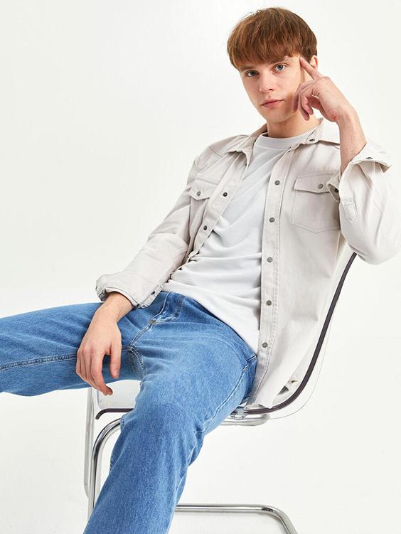 پیراهن آستین بلند مردانه صورتی برند XSIDE ا Regular Fit Uzun Kollu Erkek Jean Gömlek|پیشنهاد محصول