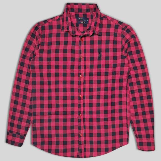پیراهن نخی چهارخانه قرمز مشکی آستین بلند 124005-1|پیشنهاد محصول