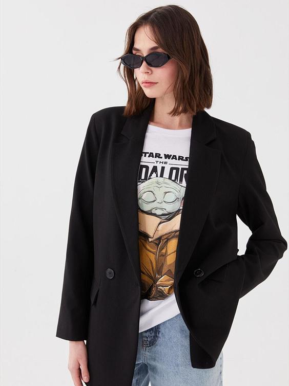 خرید اینترنتی کت زنانه سیاه برند XSIDE S3ED70Z8 ا Düz Uzun Kollu Kadın Blazer Ceket|پیشنهاد محصول