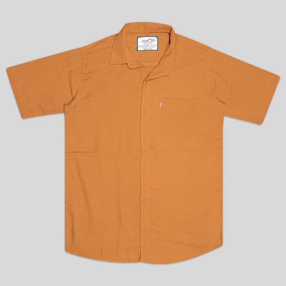 پیراهن کنفی تمام نخ تک جیب آستین کوتاه نارنجی 124069-8|پیشنهاد محصول