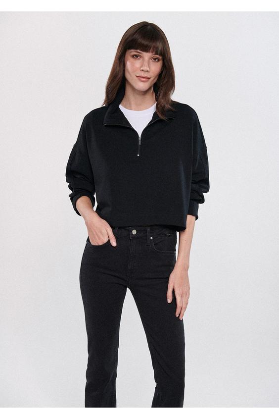سوییشرت زنانه سیاه ماوی ا Yarım Fermuarlı Siyah Sweatshirt 1611316-900|پیشنهاد محصول
