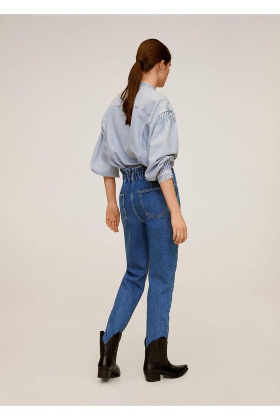 شلوار جین زنانه آبی مانگو ا Kadın Donuk Mavi Paper Bag Jean Pantolon 67035914|پیشنهاد محصول