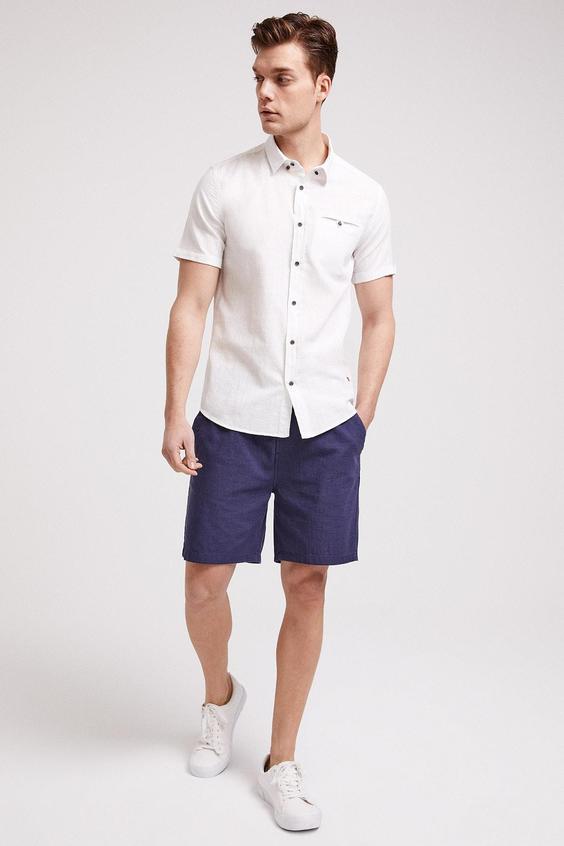 پیراهن آستین کوتاه مردانه سفید برند lee cooper ا Erkek Lordy K.Kol Gömlek 202 LCM 241015|پیشنهاد محصول